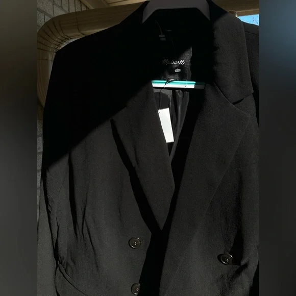 Madewell Rosedale Double-Breasted Black Blazer Jacket in Crepe Size 18W NWT - Picture 9 of 17